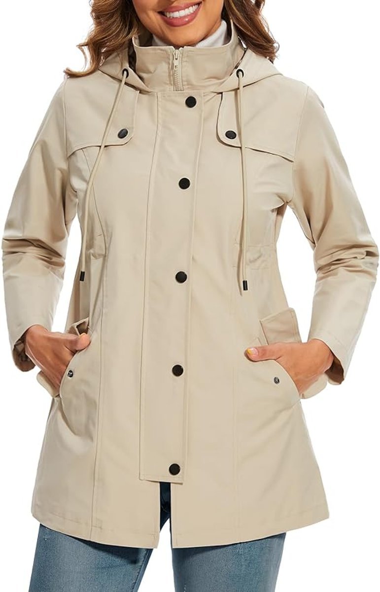 Elysia | Waterproof Hooded Raincoat for Women – Stylish with Fleece Lining
