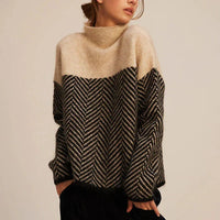 Elena | Chevron Turtleneck Sweater With Sophisticated Knit Texture