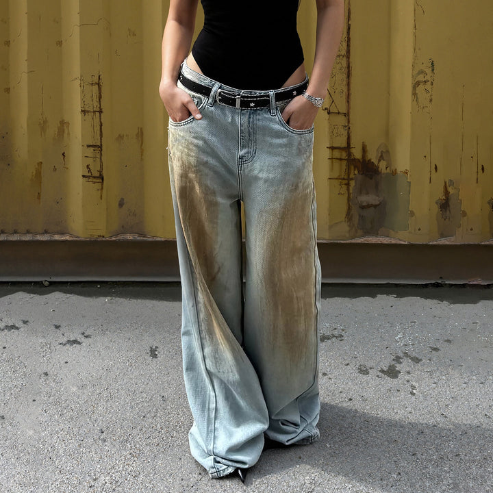 Sophia | Jeans a gamba larga dal lavaggio vintage di tendenza