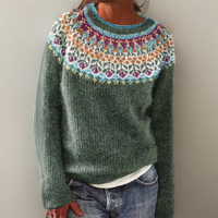 Petra | Vintage-Blumenmuster-ethnischer Strickpullover
