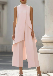 Annika | Asymmetrical High Neck Sleeveless Two-Piece Set