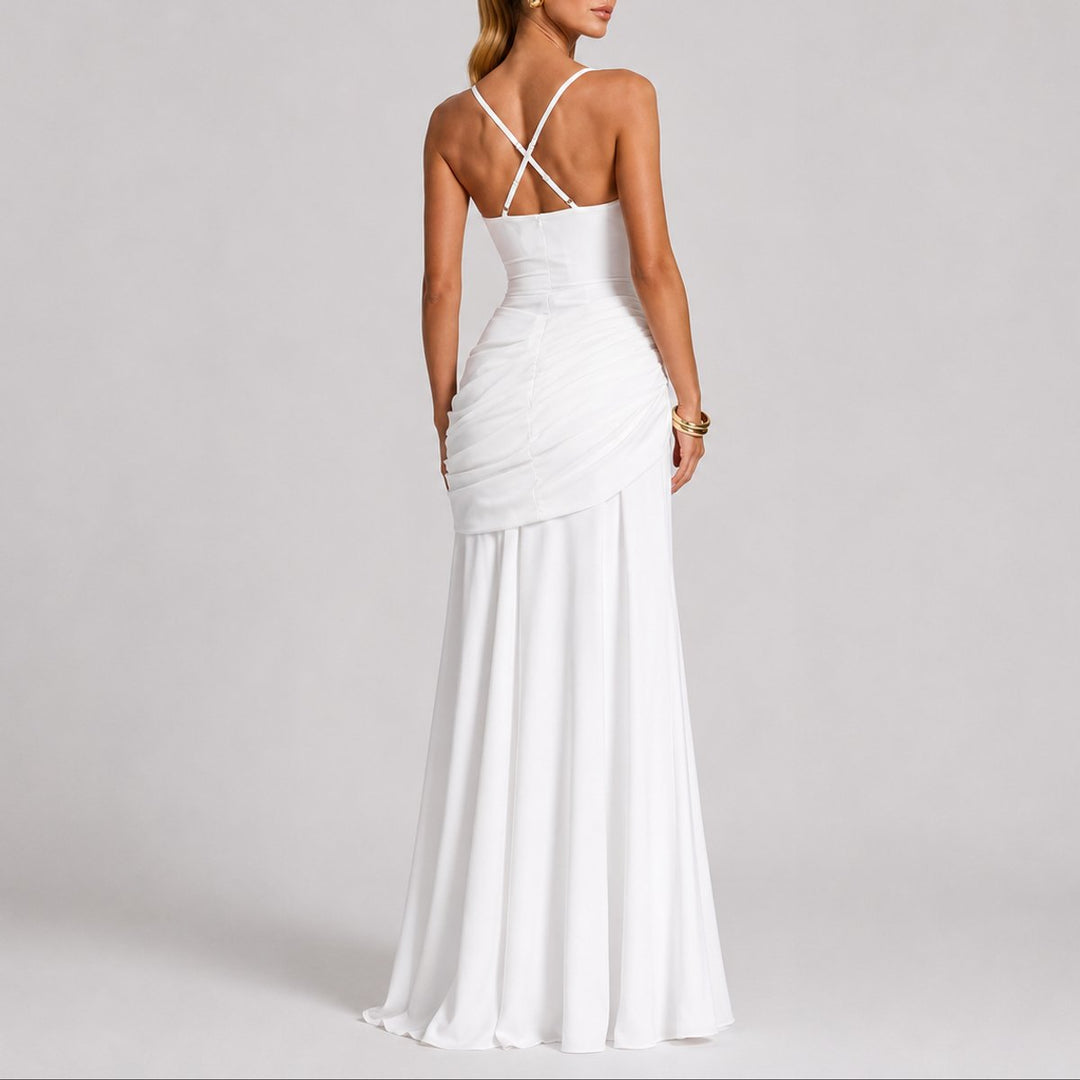 Grace | Elegantes und leichtes gerafftes Maxikleid für Herbsthochzeiten
