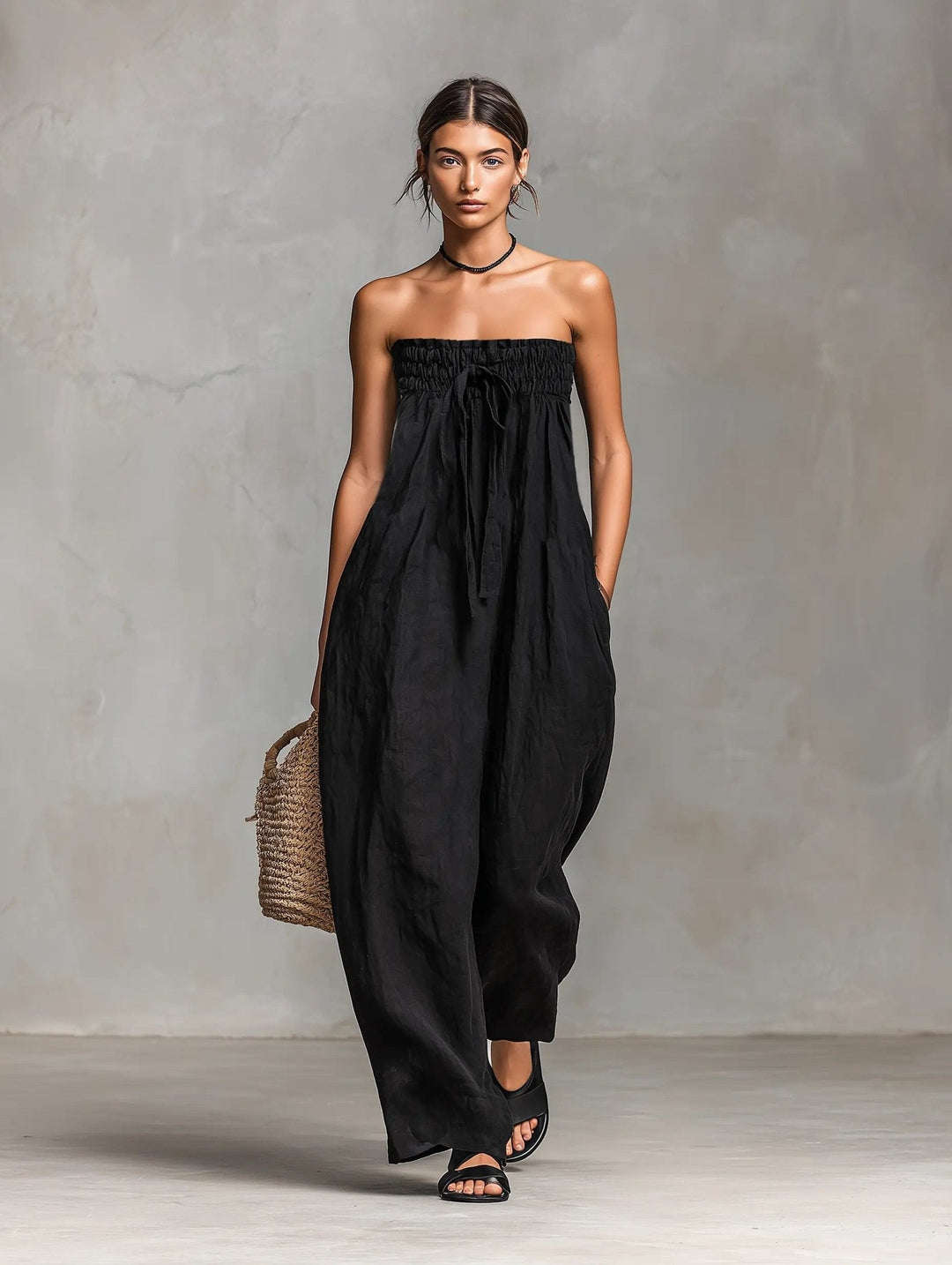 Hannah | Wide-Leg Jumpsuit – Elegant Strapless Design for Women