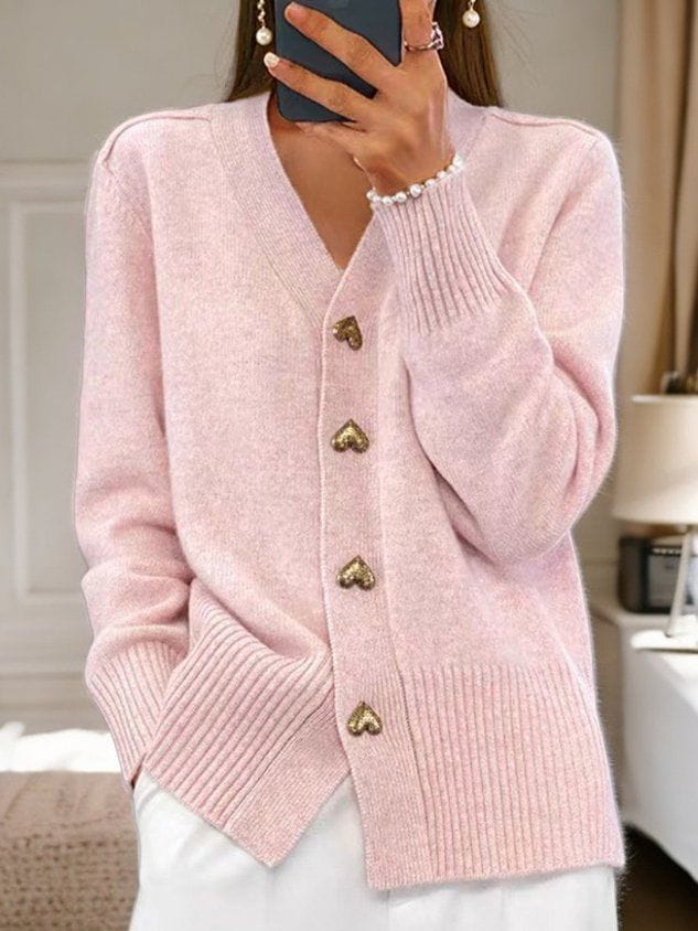 Sophie | Elegant And Chic Heart-Buttoned Knit Cardigan