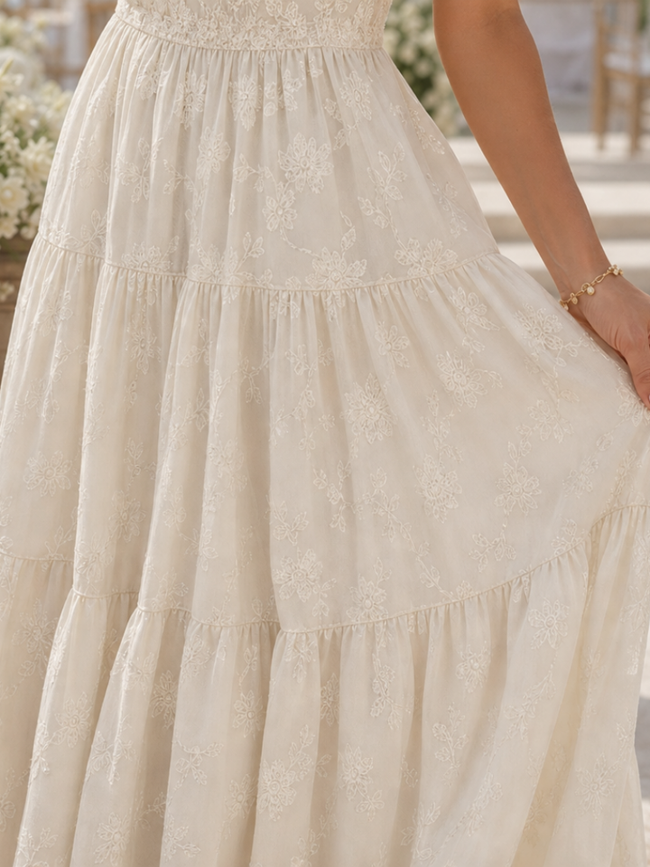 Elaria | Midi Dress – Textured Floral Detail for Women