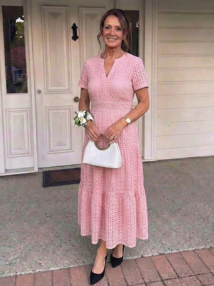 Odelisse | Midi Dress – Short Sleeve Eyelet Style