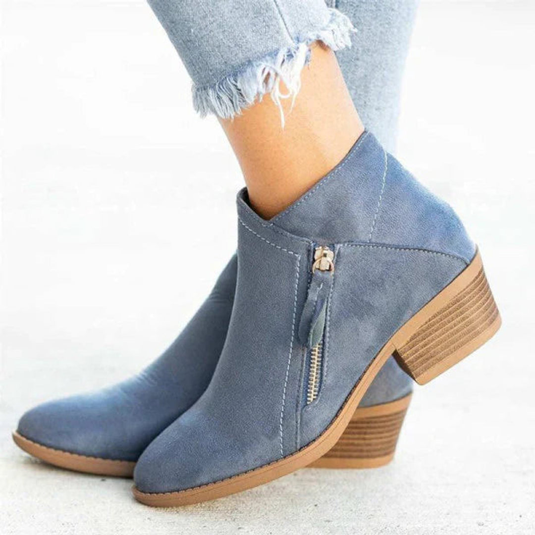 Mary | Wildleder-Stiefeletten mit niedrigem Absatz und seitlichem Reißverschluss für mühelosen Alltagsstil