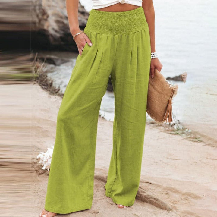 Elena | Mühelos atmungsaktive Leinenhose mit weitem Bein