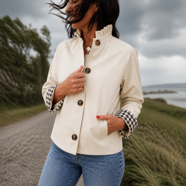 Cuff & Collar | Short Trench Coat – Stylish Plaid Cuffed Design