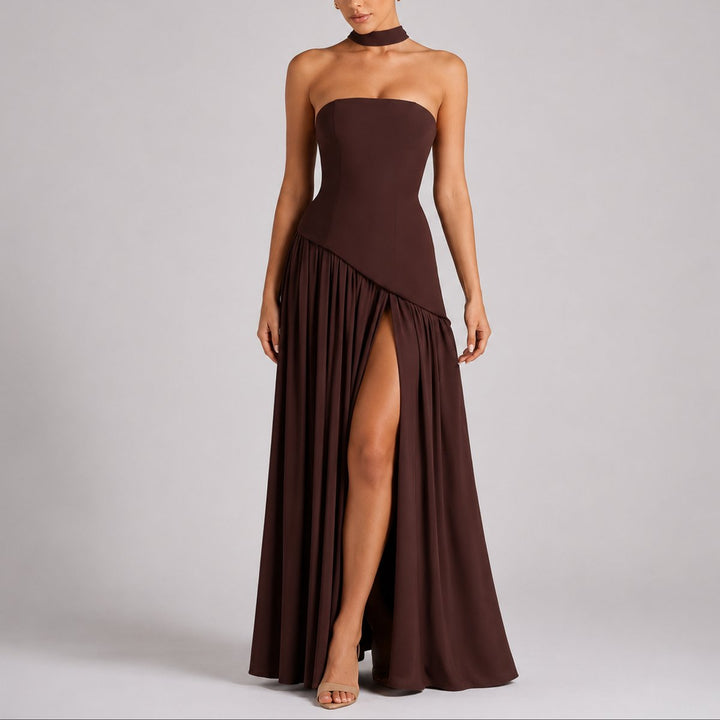 Elena | Elegant Fall Wedding Strapless Maxi Dress