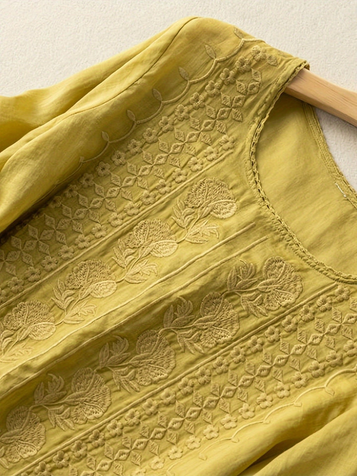 Sienna | Embroidered Scoop-Neck Blouse for Women