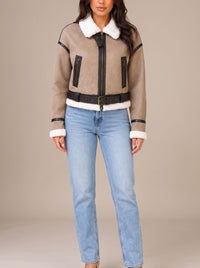 Denise | Bold Teddy Collar Aviator Jacket