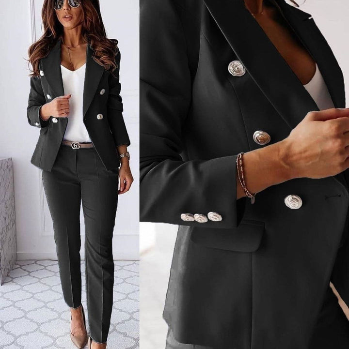 Camille | Elegant Double-Breasted Blazer and Straight-Leg Trouser Set