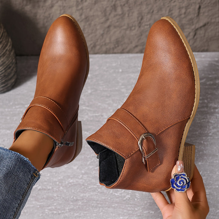 Kaitlyn | Modern Buckle-Accented Chelsea Ankle Boots