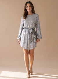 Seraphina | Glittering Sequin Mini Party Dress With Balloon Sleeves