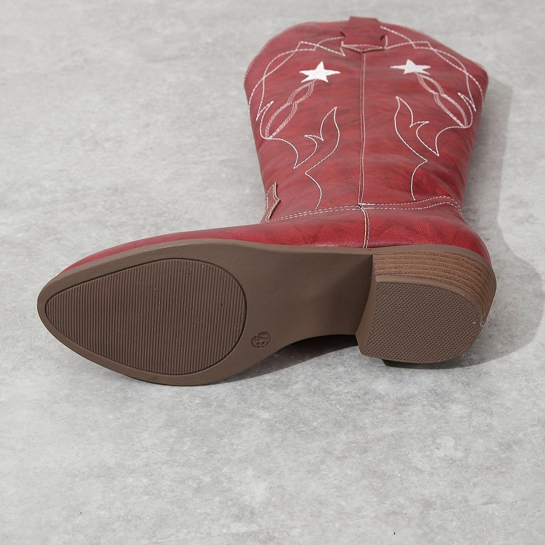 Joanne | Stylish And Comfortable Star Embroidered Cowboy Boots