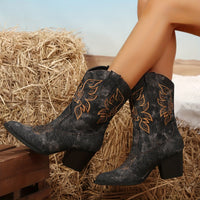 Simone | Elegant And Embroidered Wide-Calf Cowboy Boots