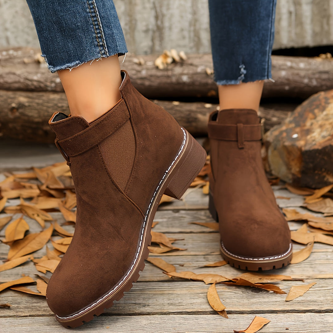 Matilde | Buckle-Strap Suede Chelsea Ankle Boots