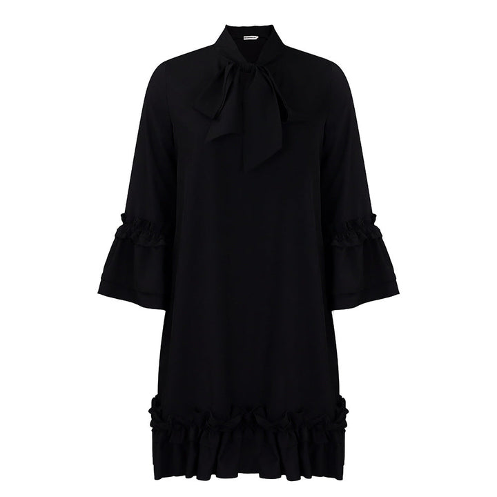 Julia | Elegant Ruffle Bow Collar Tunic Dress