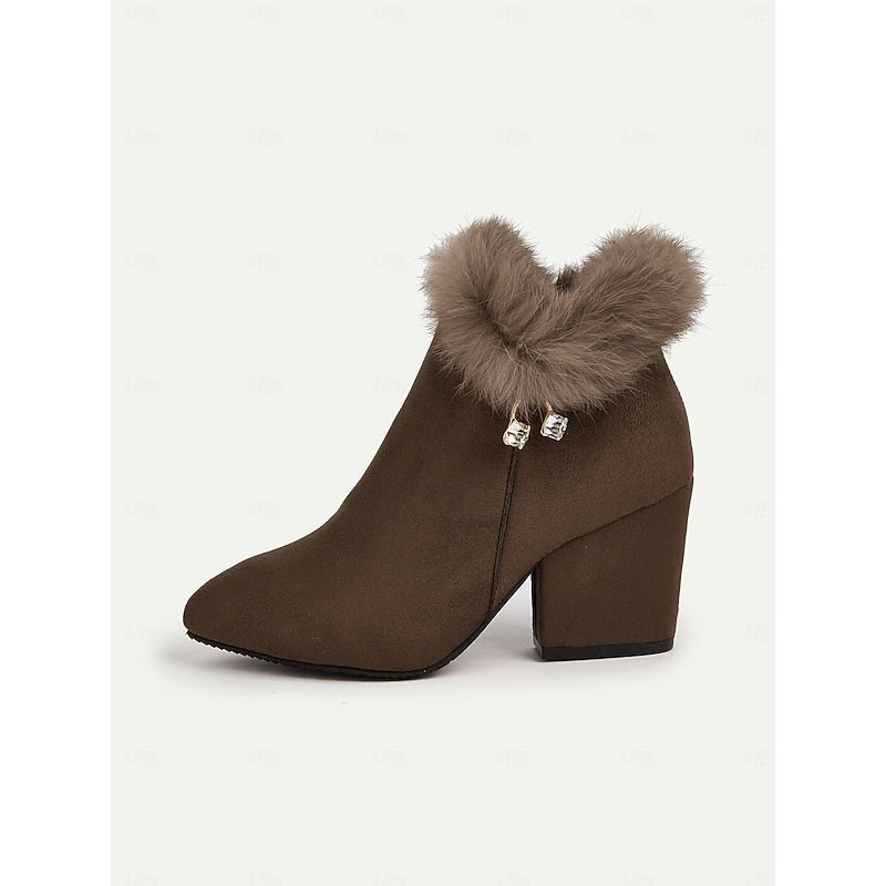 Claire | Block Heel Ankle Boots – Cozy Fur-Trimmed Style