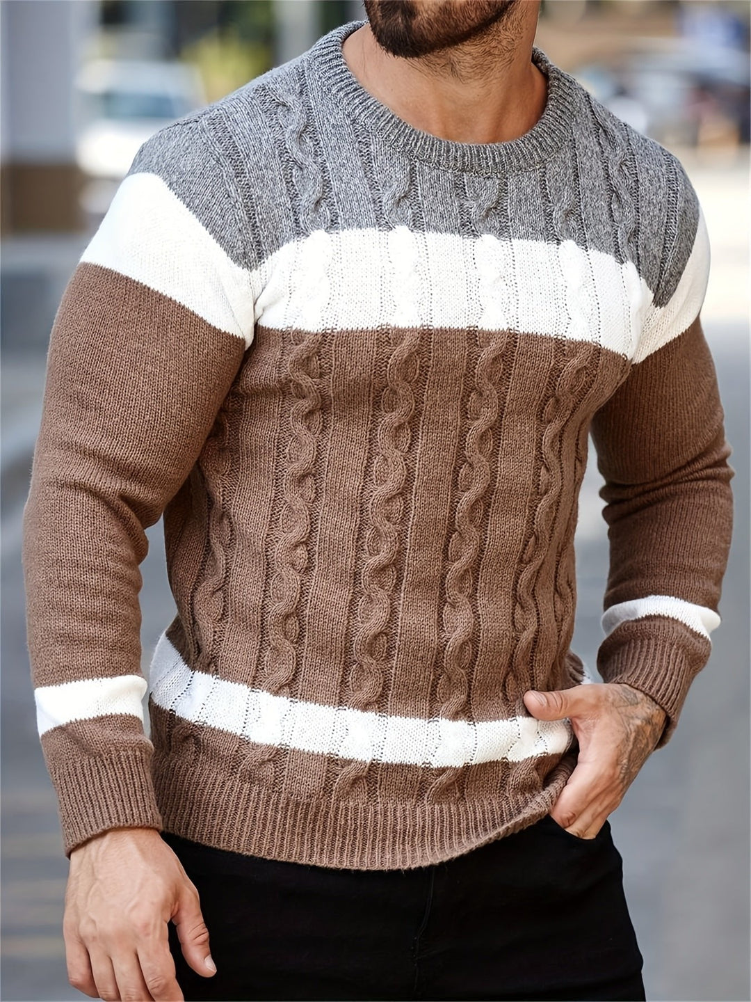 Ethan | Color Block Knit Sweater for Men