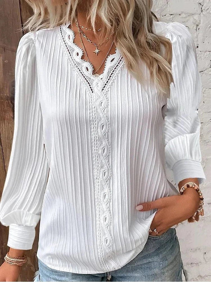 Naomi | Lace-Trimmed Blouse – Timeless Elegance for Women