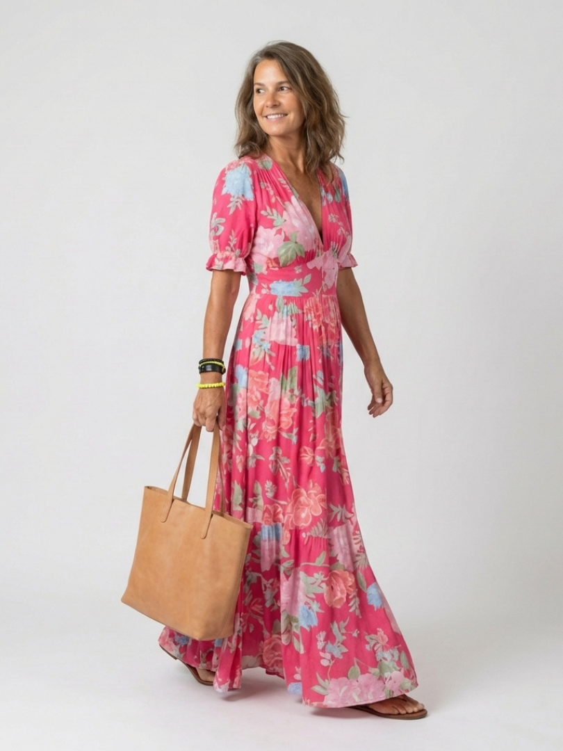 Adele | Floral Pleated Maxi Dress – Elegant Women's Dress for Wedding Guests & Summer Occasions 6