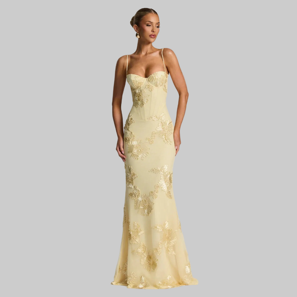 Aelara | Floral Maxi Dress Wedding Guest Elegant Mermaid Style 1