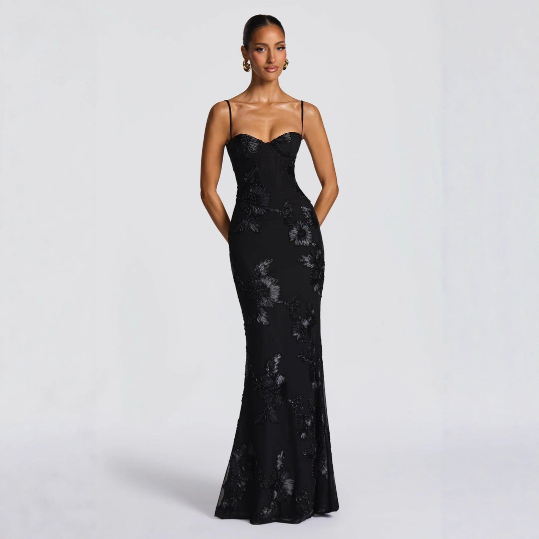 Aelara | Floral Maxi Dress Wedding Guest Elegant Mermaid Style 4