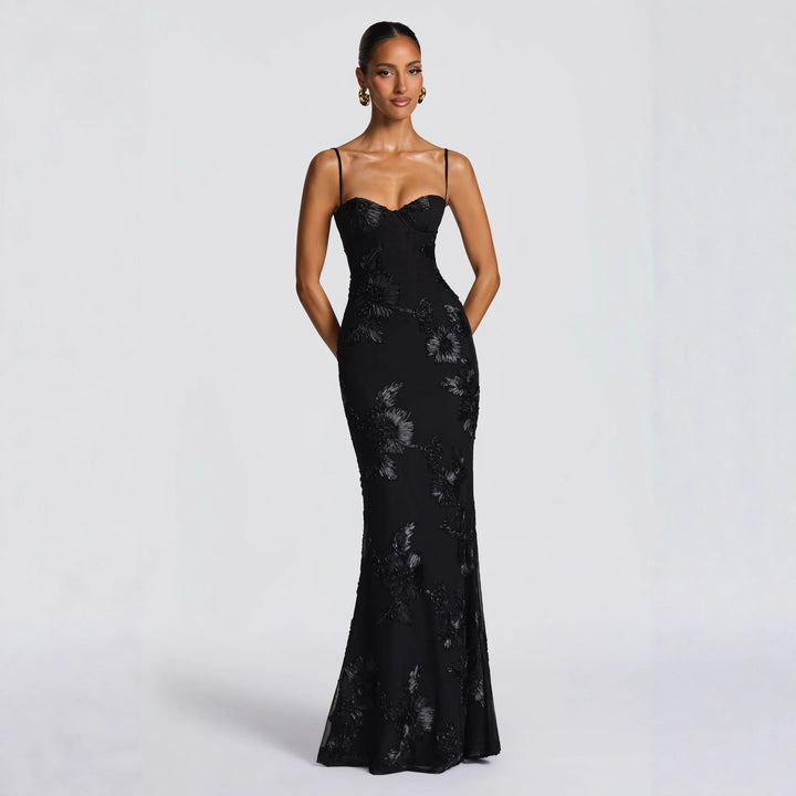 Aelara | Floral Maxi Dress Wedding Guest Elegant Mermaid Style 4