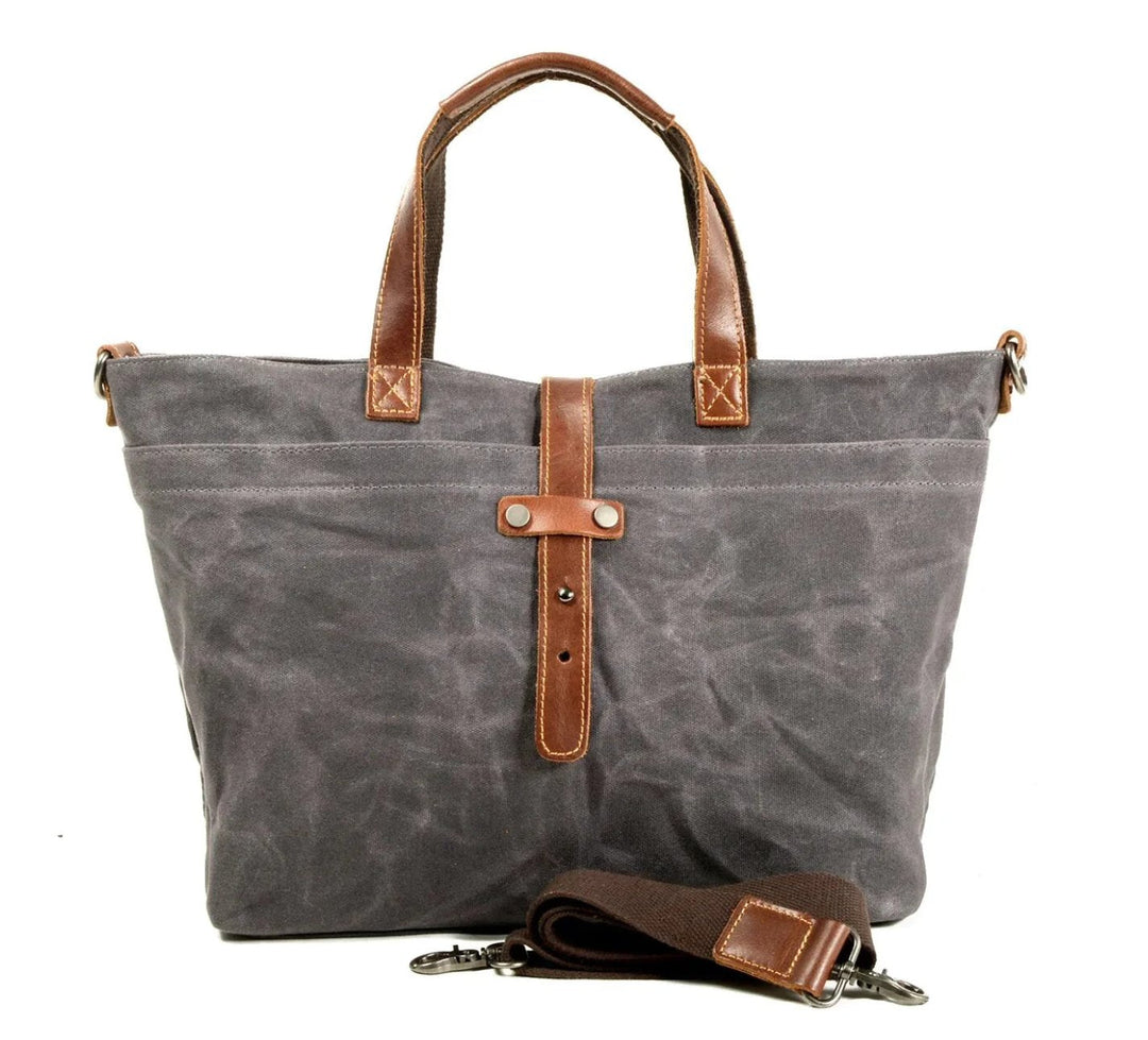 Aiden | Waxed Canvas Leather-Trim Weather-Resistant Tote Bag 5
