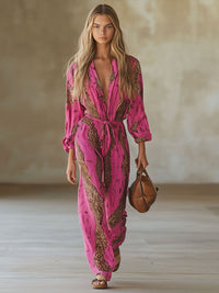 Isla | Bold Leopard Print V-Neck Wide Leg Jumpsuit