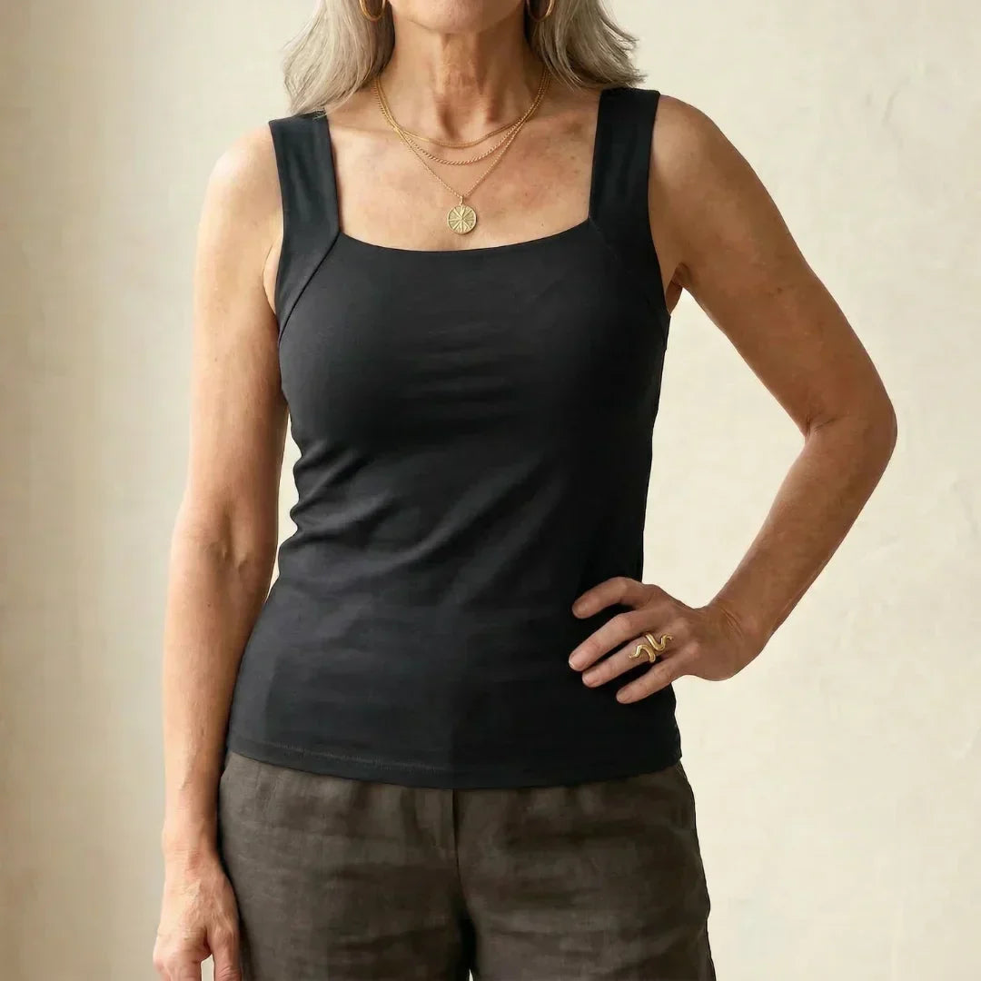 Althea | Soft & Comfortable White Tank Top with Built-In Bra for Women 0