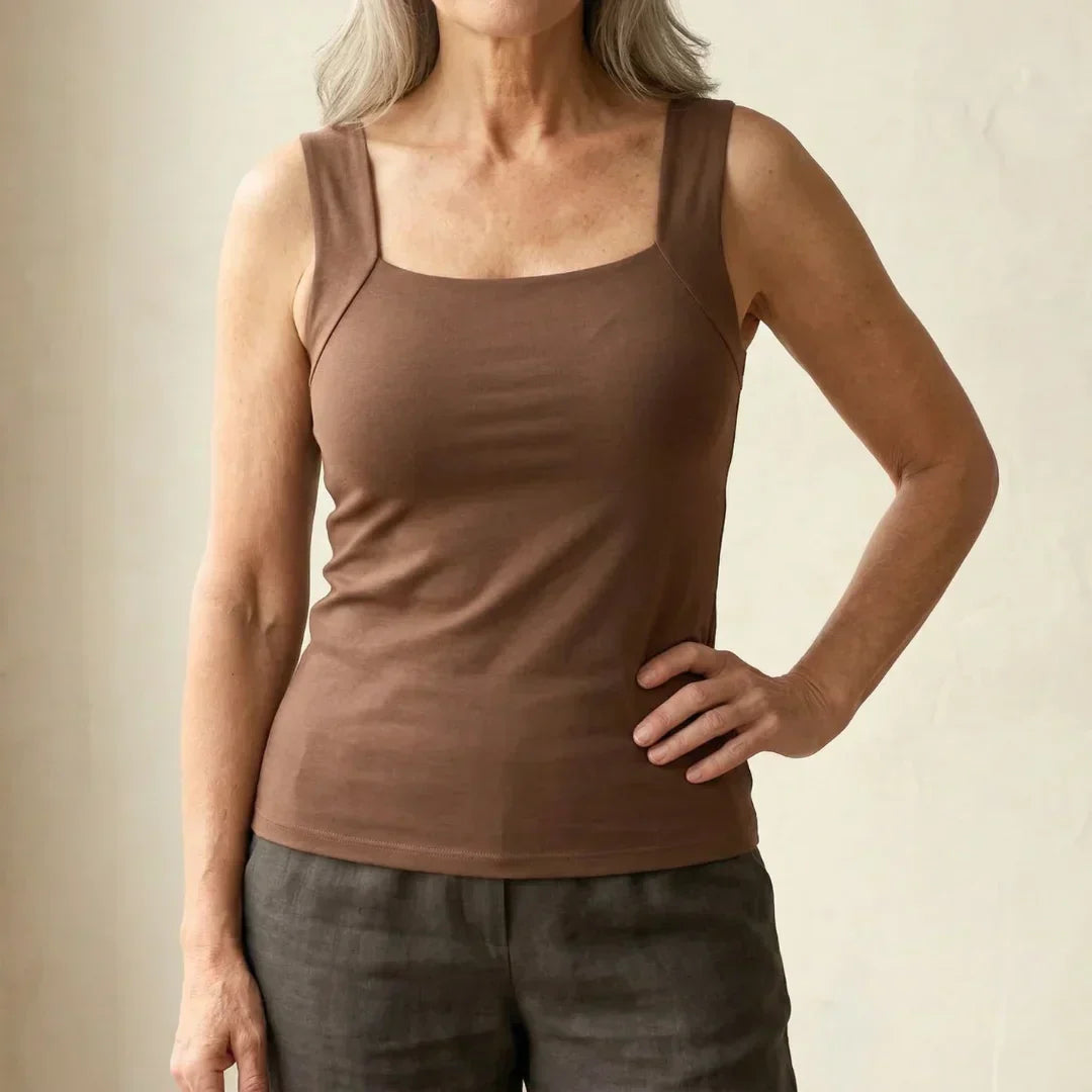 Althea | Soft & Comfortable White Tank Top with Built-In Bra for Women 1