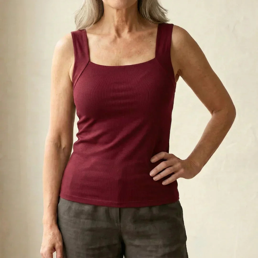 Althea | Soft & Comfortable White Tank Top with Built-In Bra for Women 12
