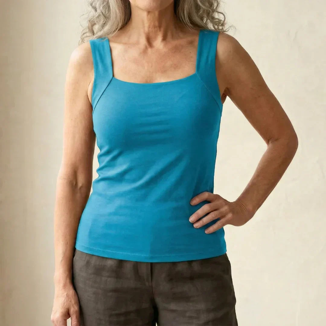 Althea | Soft & Comfortable White Tank Top with Built-In Bra for Women 13