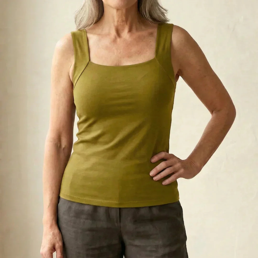 Althea | Soft & Comfortable White Tank Top with Built-In Bra for Women 9