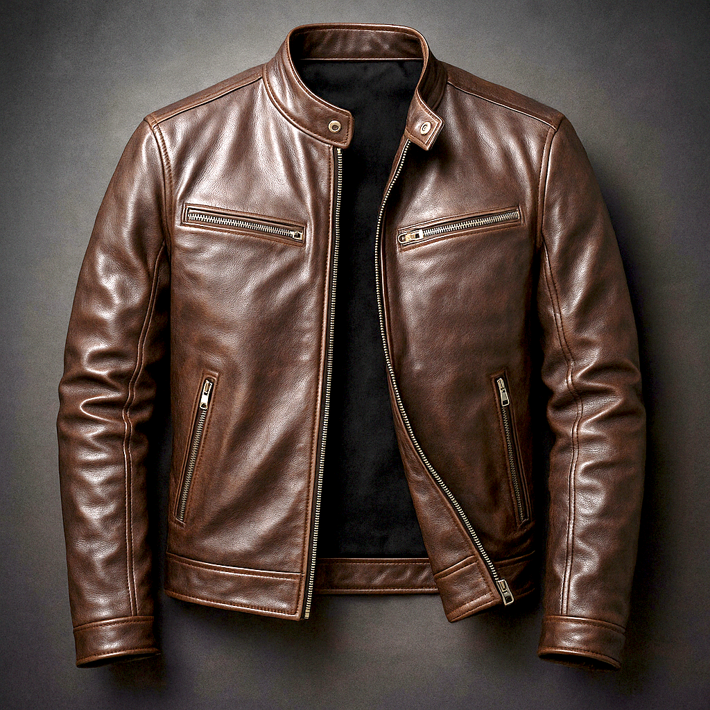 Alton | Brown Leather Jacket Mens Vintage Tailored Fit Durable Classic Style 0