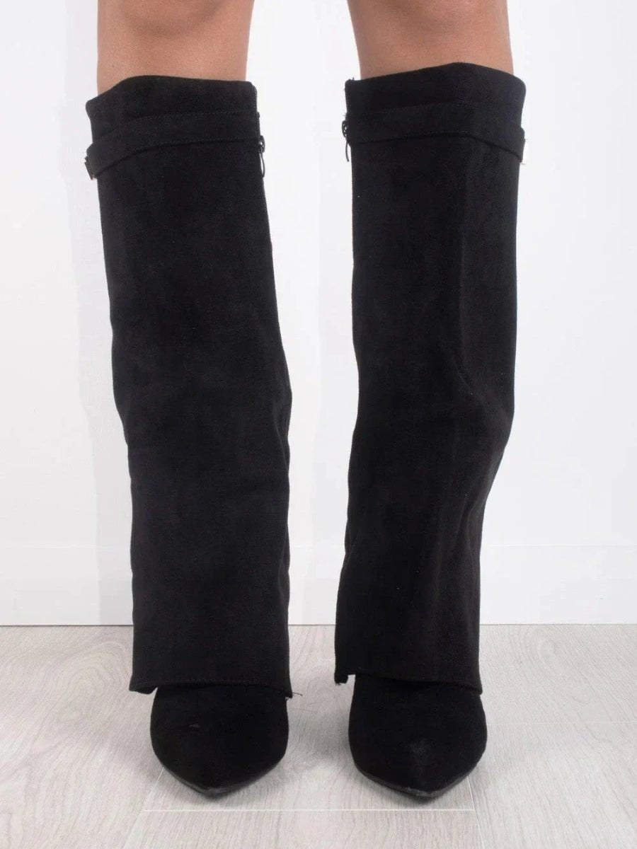 Alyssa | Elegant Women's Suede Knee High Boots with Gold Hardware 4