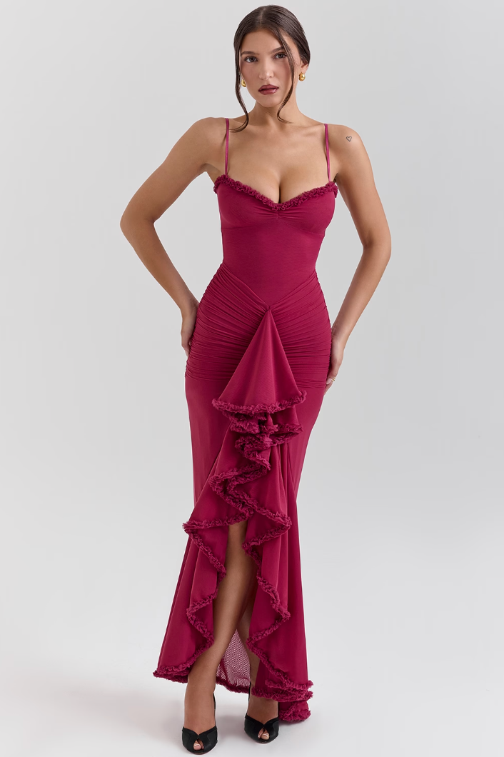 Alyssa | Womens Dress Wedding Guest Lace Elegant Ruching Flattering Fit 2
