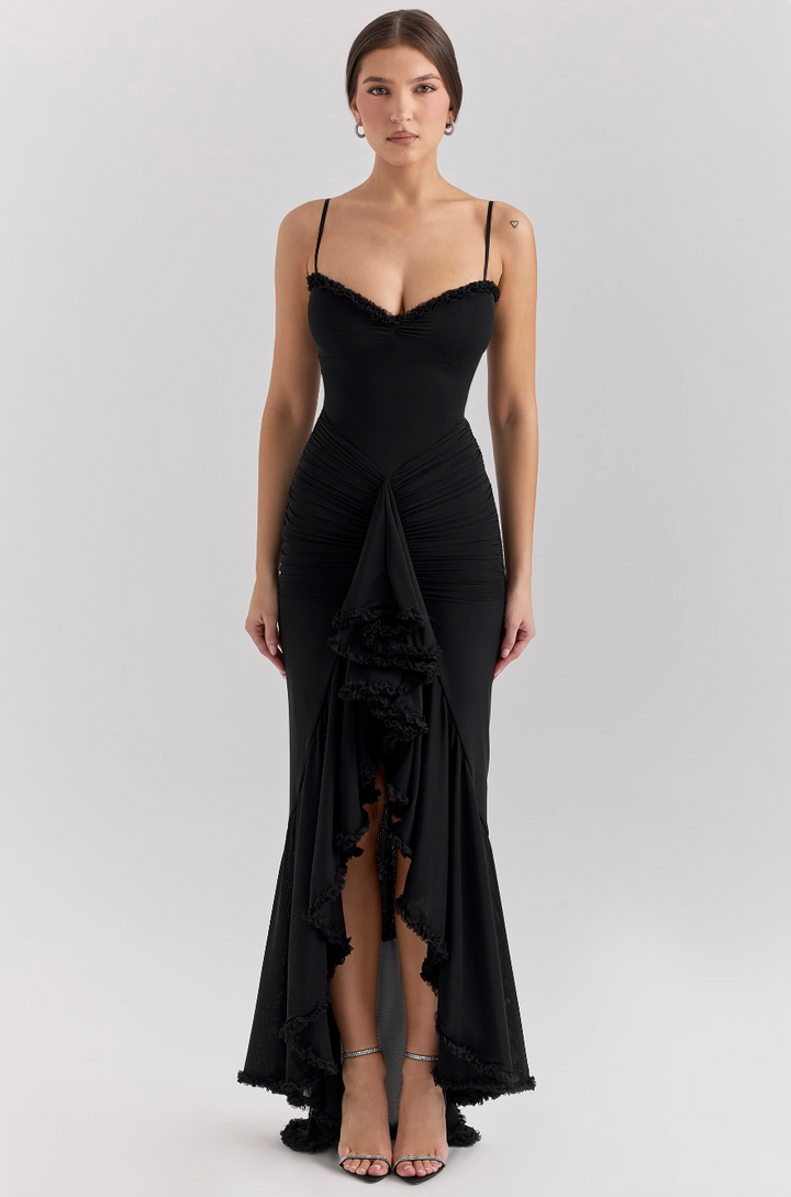 Alyssa | Womens Dress Wedding Guest Lace Elegant Ruching Flattering Fit 3