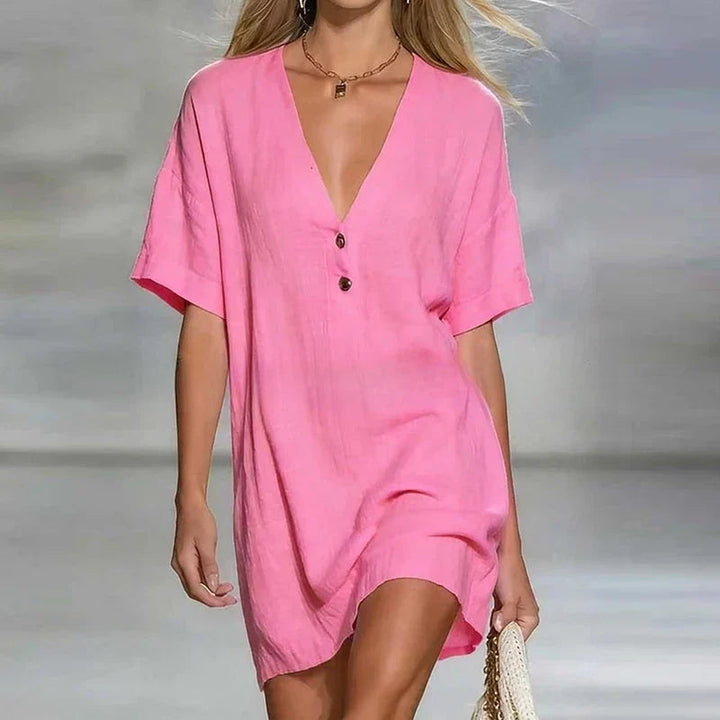 Amelia | Elegant & Comfortable Women's V Neck Short Sleeve Dress for Summer 1