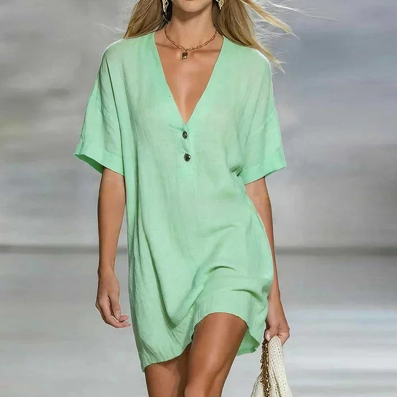 Amelia | Elegant & Comfortable Women's V Neck Short Sleeve Dress for Summer 2
