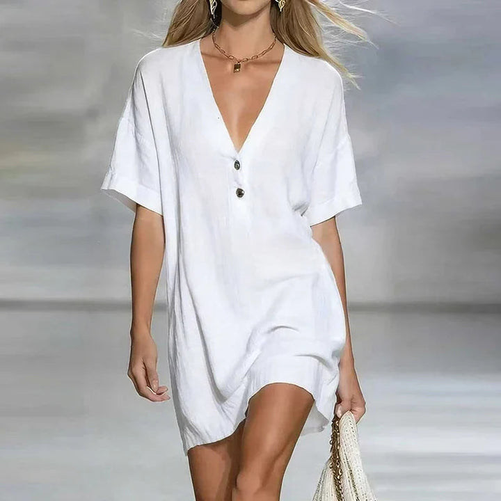 Amelia | Elegant & Comfortable Women's V Neck Short Sleeve Dress for Summer 3