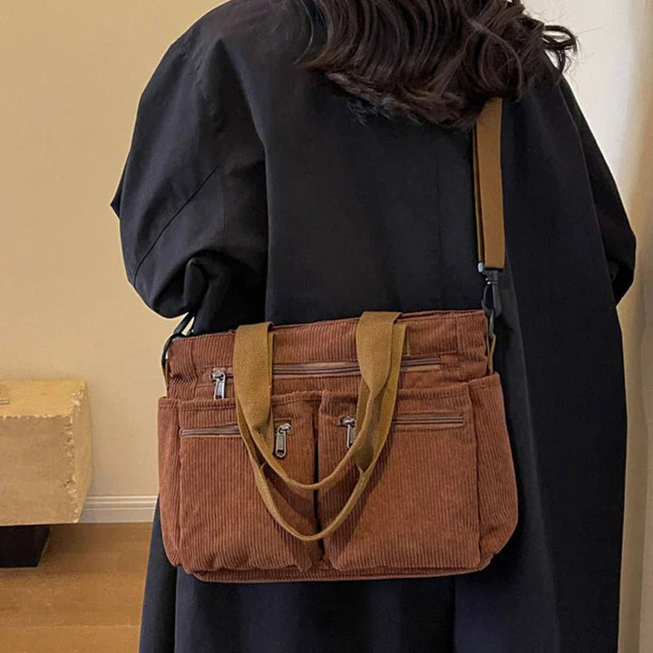 Amelia | Women's Corduroy Multi-Pocket Convertible Tote Bag 3