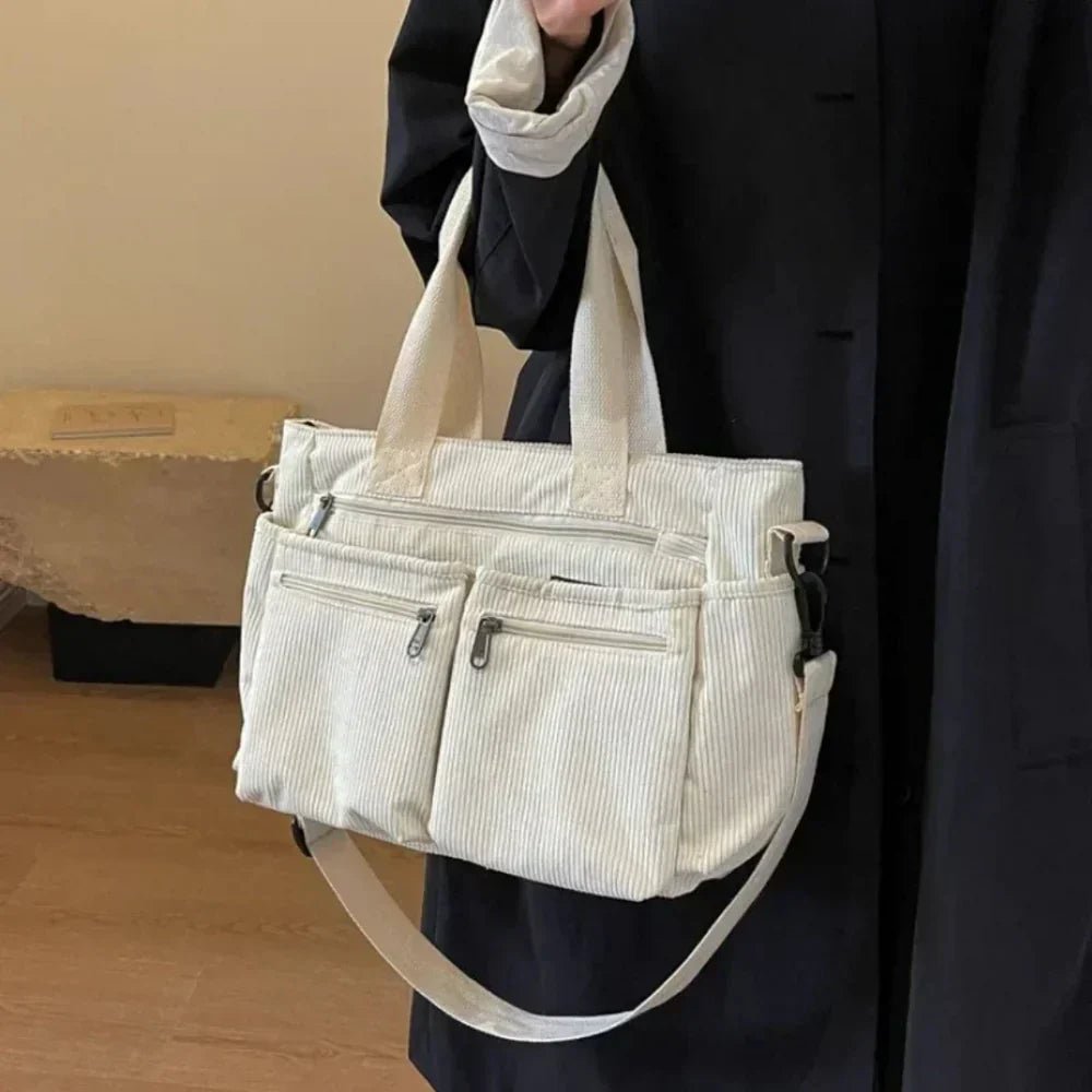 Amelia | Women's Corduroy Multi-Pocket Convertible Tote Bag 4