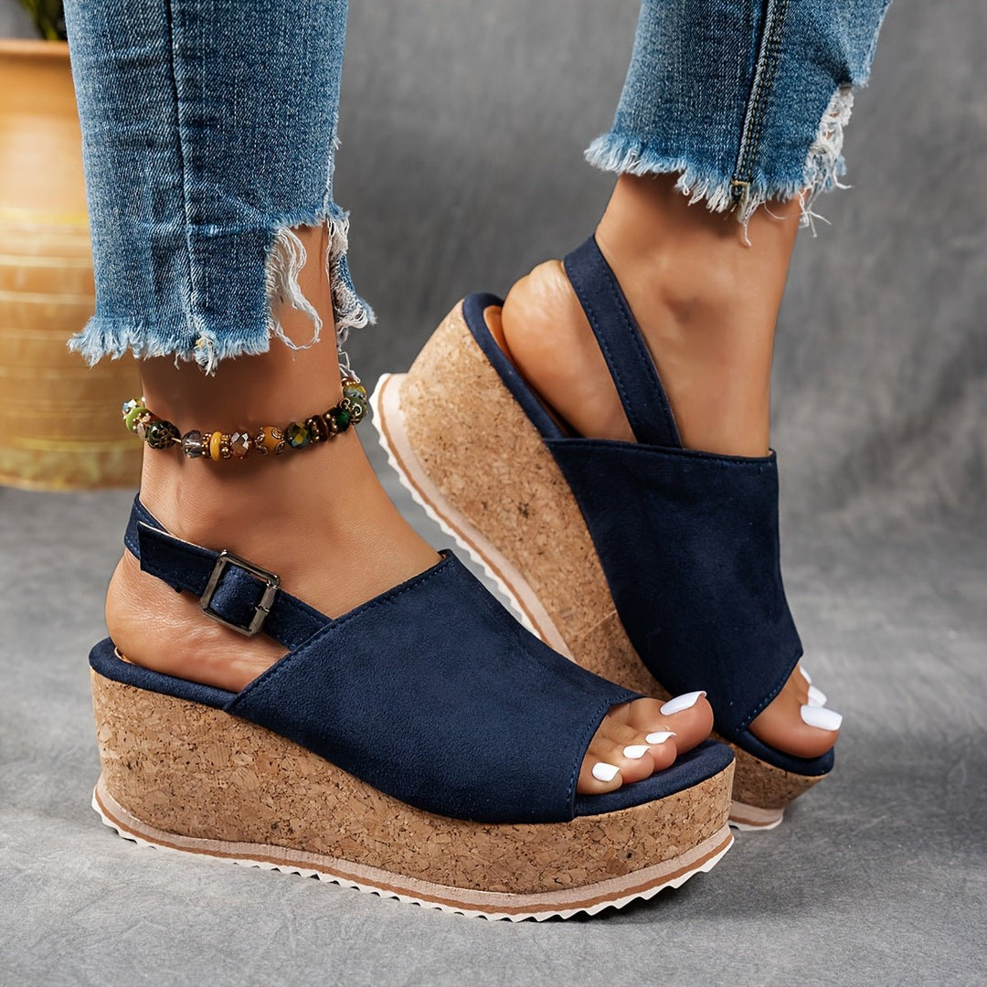 Amelia | Women's Leopard Print Platform Wedge Comfortable Sandals Buckle Strap 6