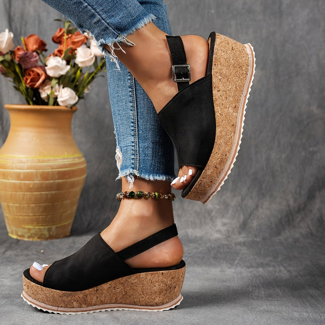 Amelia | Women's Leopard Print Platform Wedge Comfortable Sandals Buckle Strap 7