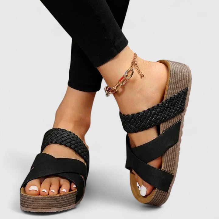 Amelia | Women's Orthopedic Platform Comfortable Sandals Braided Cross-Strap 4