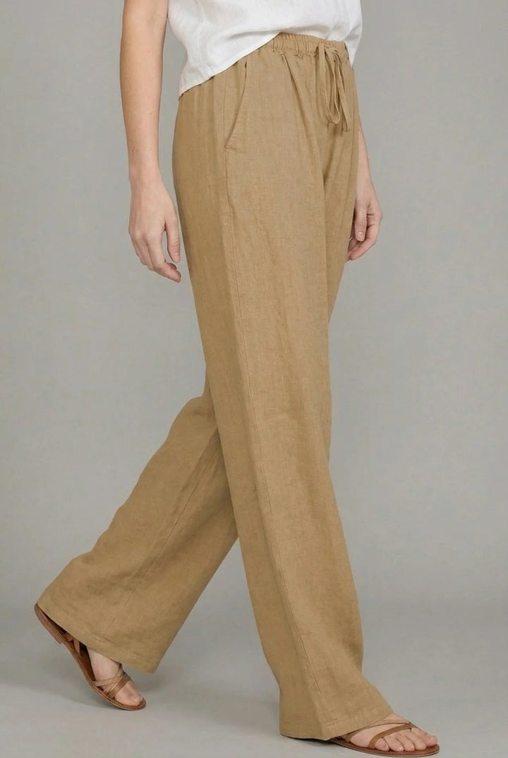 Amelia | Women's Relaxed Drawstring Wide Leg Pants Linen Summer 1
